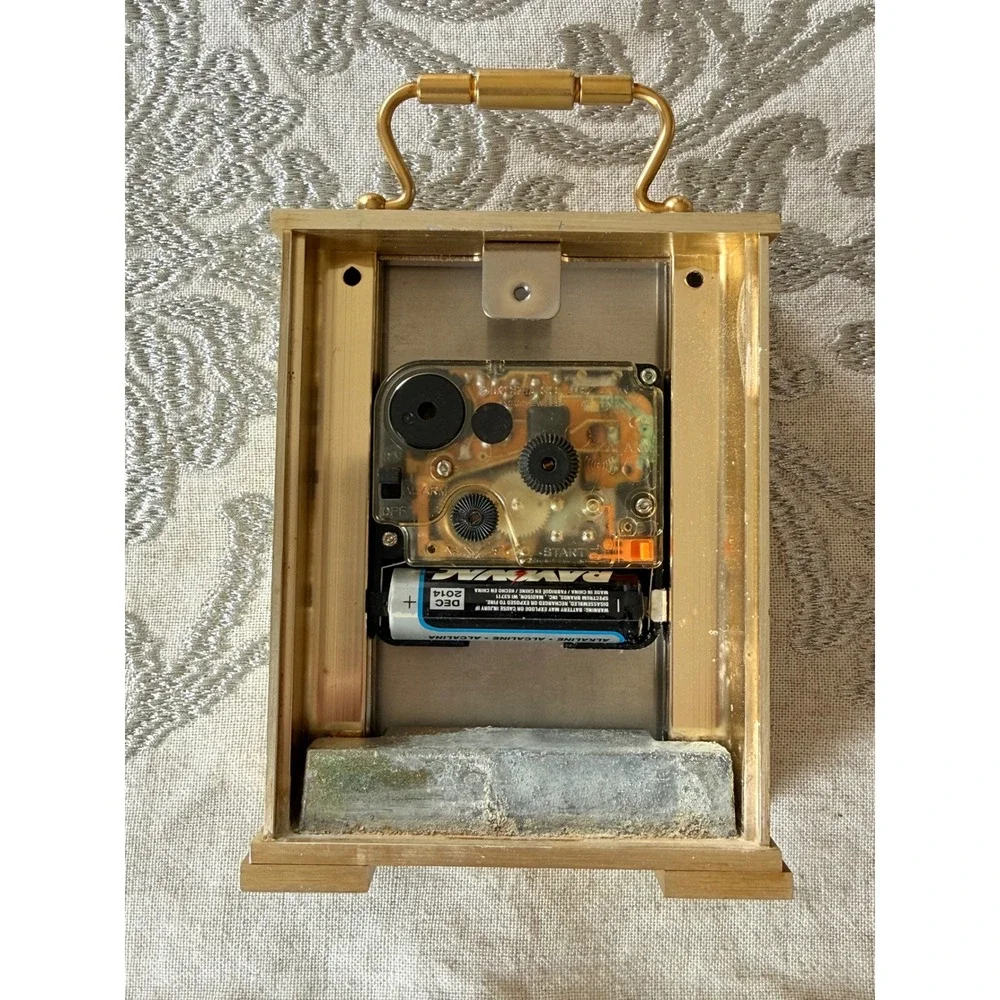 Vintage‎ Seiko Quartz Brass Carriage Clock Roman Numeral Alarm Japan QP281G Gold